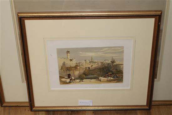 After David Roberts (1796-1864), five coloured lithographs, together with two similar smaller prints 37 x 52cm